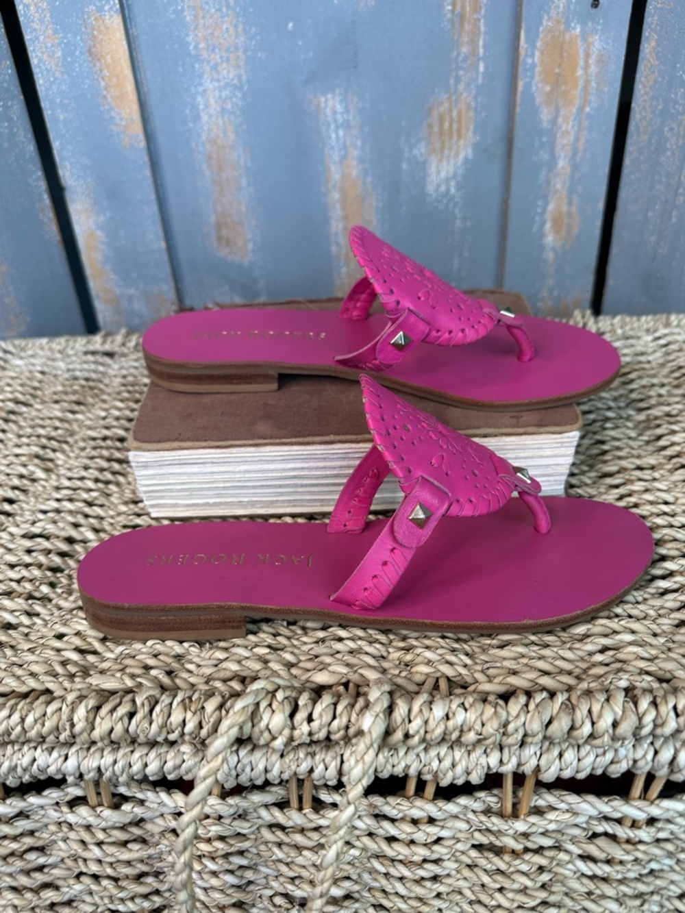 Jack Rogers Georgica Leather Sandals Magenta Sz 7 - Picture 10 of 16